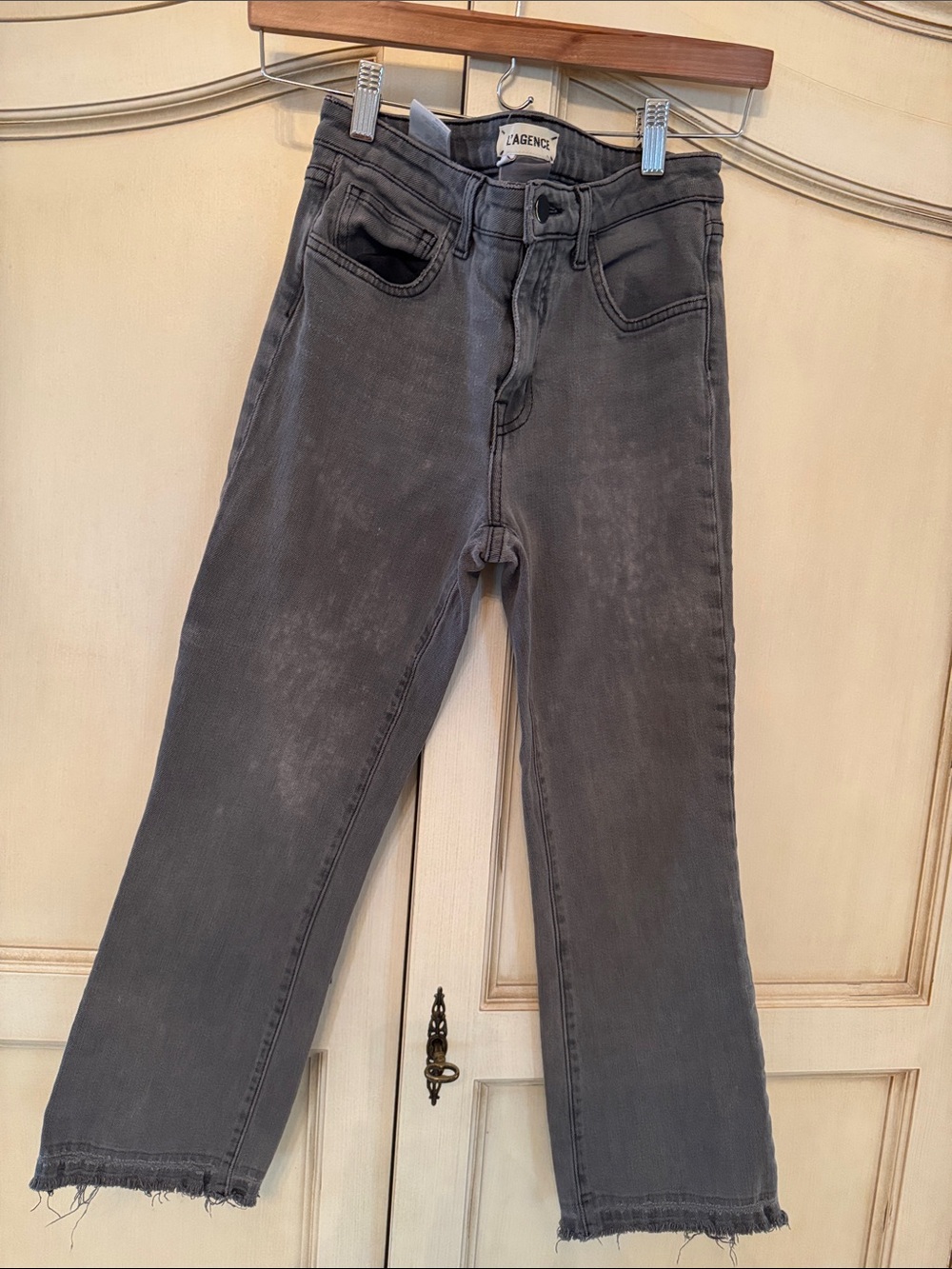 L'AGENCE Faded Charcoal Straight Jeans
